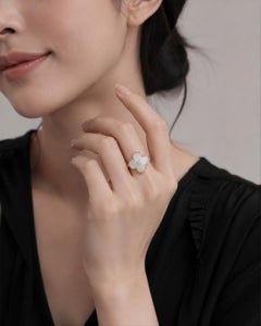 VCA 18K Gold Alhambra Pearl Diamond Ring
