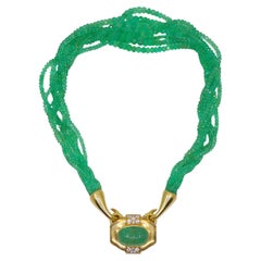 Vintage David Webb 18k Gold Emerald Bead Necklace