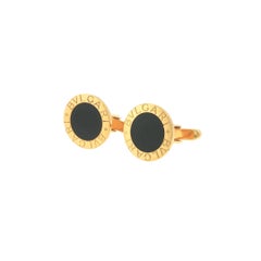 Bulgari Manschettenknöpfe aus 18-karätigem Gold und schwarzem Onyx in runder Form