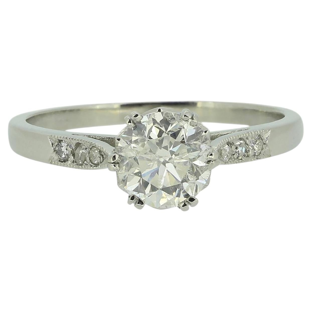Art Deco 0.90 Carat Diamond Engagement Ring