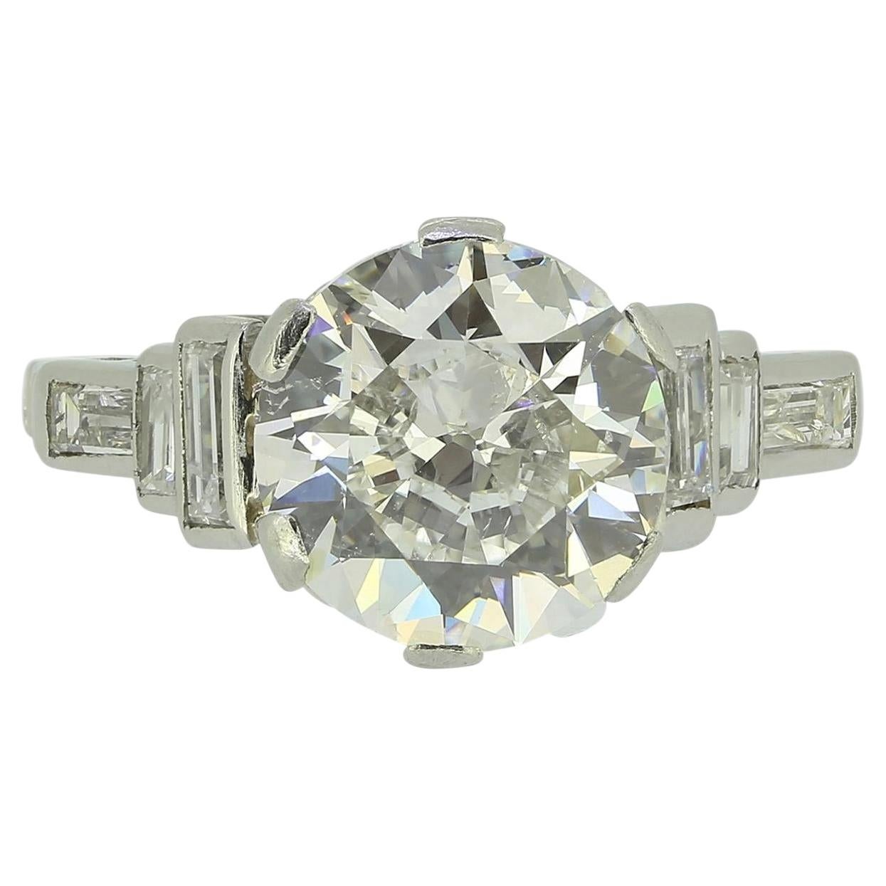 Art Deco 3.00 Carat Diamond Engagement Ring For Sale