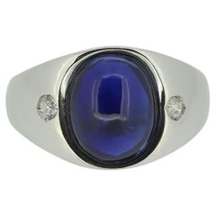 Vintage Cabochon Sapphire and Diamond Ring