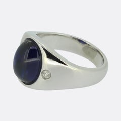 Vintage Cabochon Sapphire and Diamond Ring