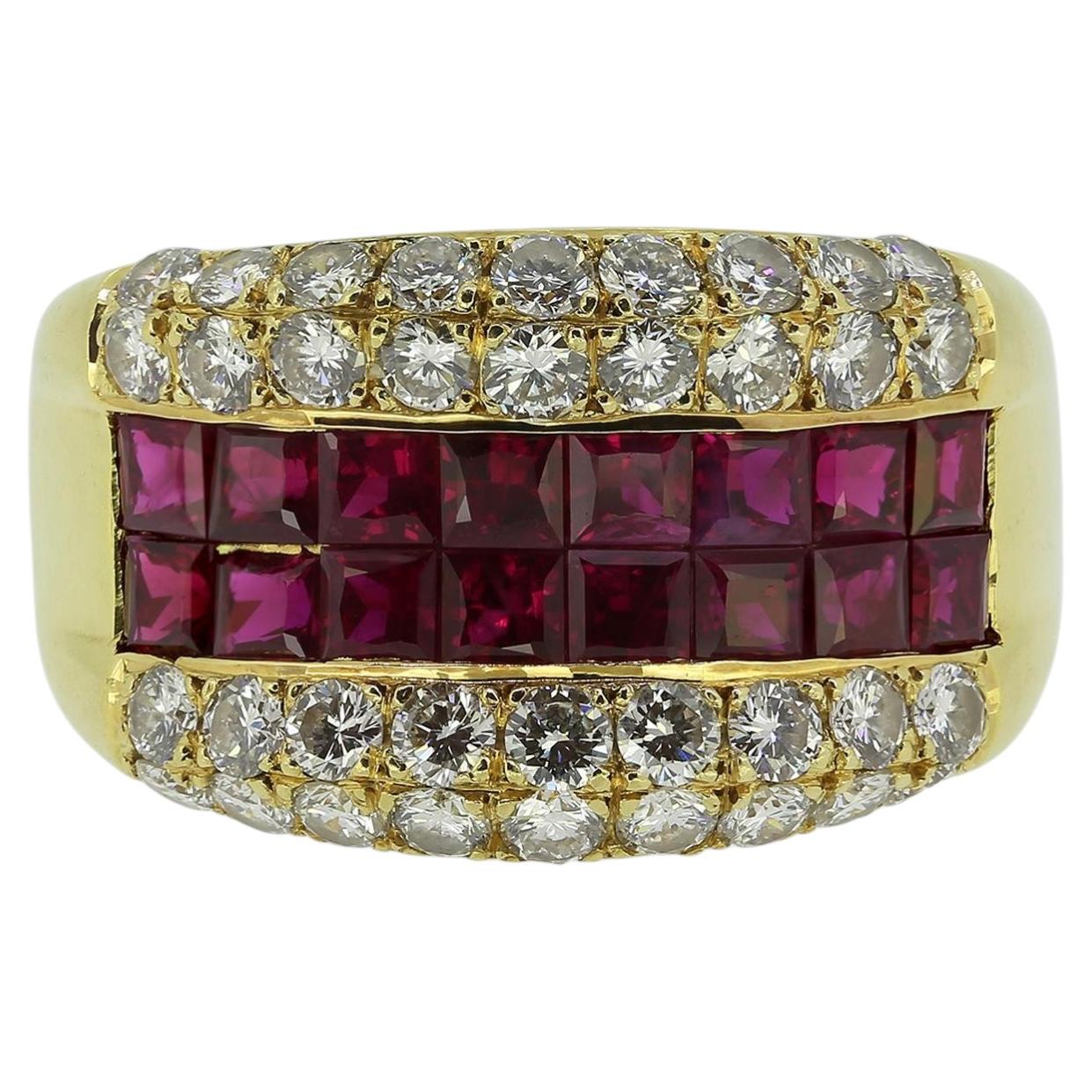 Vintage Ruby and Diamond Ring For Sale