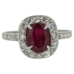 1.50 Carat Burmese Ruby and Diamond Ring