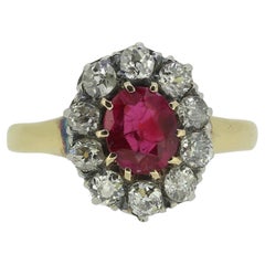 Vintage Ruby and Diamond Cluster Ring