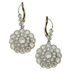 Antique Diamond Cluster Drop Earrings