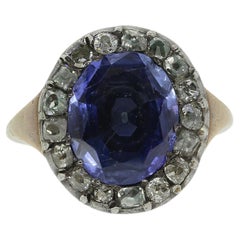 Georgian Sapphire and Diamond Cluster Ring