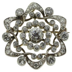 Victorian Old Cut Diamond Star Pendant Brooch