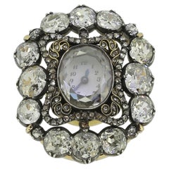 Victorian 3.00 Carat Portrait Cut Diamond Clock Brooch