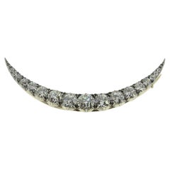 Victorian 7.50 Carat Old Cut Diamond Crescent Brooch
