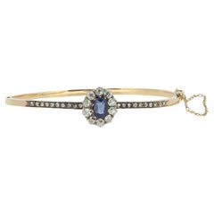 Victorian Sapphire and Old Cut Diamond Cluster Bangle
