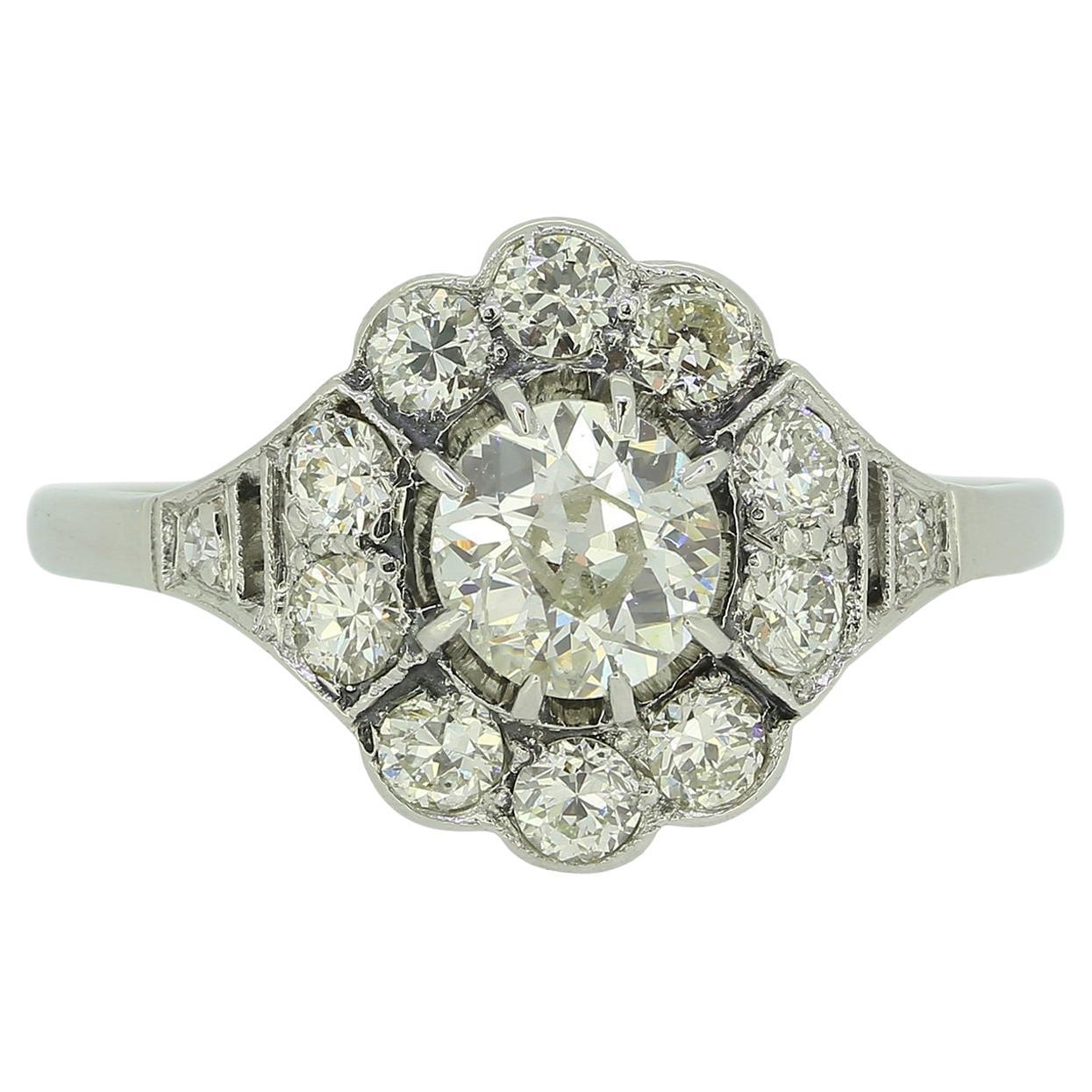 Bague grappe de diamants taille ancienne Art déco