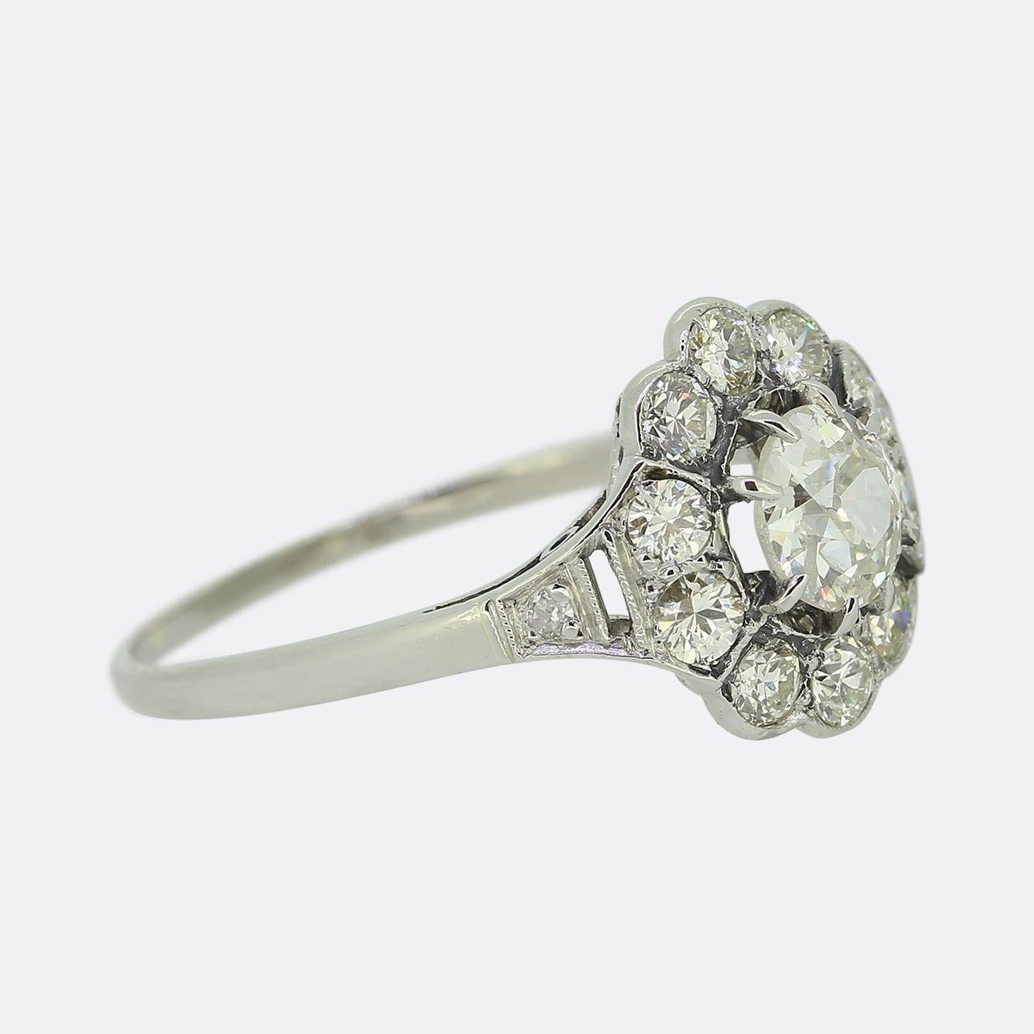 Bague grappe de diamants taille ancienne Art déco Pour femmes en vente