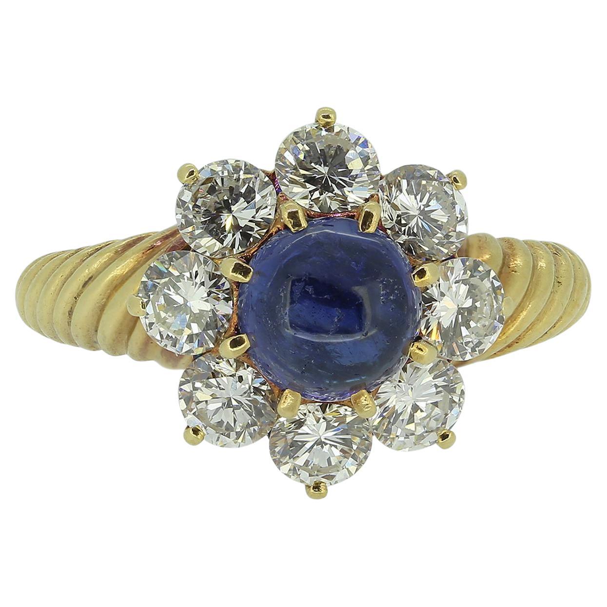 Mauboussin Sapphire and Diamond Cluster Ring For Sale