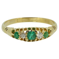 Edwardian Emerald and Diamond Five Stone Ring