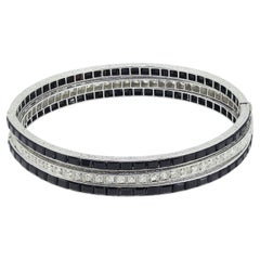 Art Deco Onyx and Diamond Bangle Set