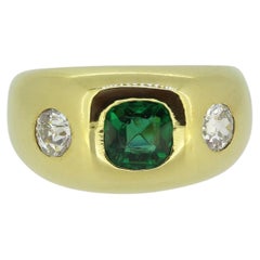 Antique Emerald and Diamond Three-Stone Ring