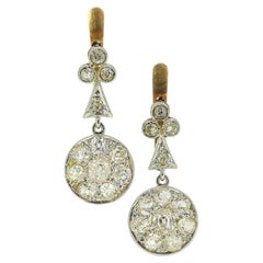 Antike Altschliff-Diamant-Cluster-Ohrringe