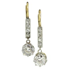 Orecchini a goccia con diamanti taglio vecchio Art Deco