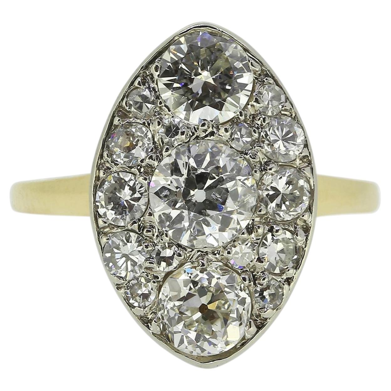 Antique Diamond Navette Ring For Sale
