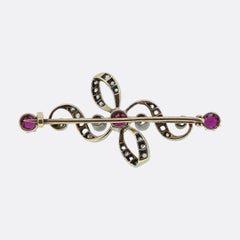 Victorian Ruby and Diamond Bar Brooch