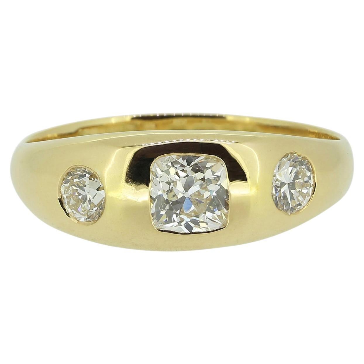 Antique 1.22 Carat Diamond Three-Stone Ring