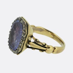 Antique Julius Caesar Sapphire Intaglio and Diamond Ring