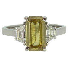 Vintage 1.90 Fancy Yellow Diamond Three-Stone Ring