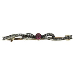 Faberge Ruby and Diamond Bow Brooch