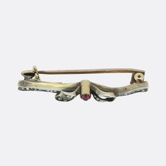 Faberge Ruby and Diamond Bow Brooch