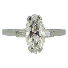 Art Deco 1.25 Carat Marquise Diamond Three-Stone Ring