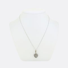 Antique Rose Cut Diamond Heart Pendant Necklace