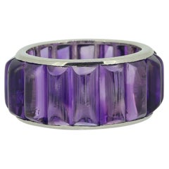 Antique Cabochon Amethyst Eternity Ring Size L (52)
