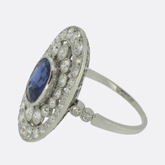 Art Deco Unheated Sapphire and Diamond Ring