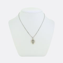 Art Deco Sapphire and Diamond Cross Pendant Necklace