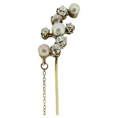 Antique Pearl and Diamond Stick Pin