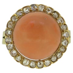 Antique Coral and Diamond Ring