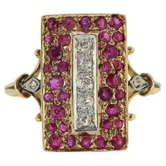 Art Deco Ruby and Diamond Tablet Ring