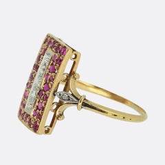 Art Deco Ruby and Diamond Tablet Ring