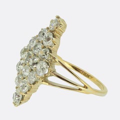 Vintage Old Cut Diamond Cluster Navette Ring