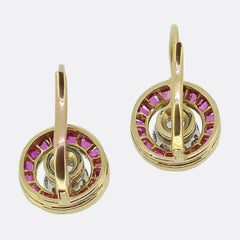 Art Deco Rubin- und Diamanttropfen-Ohrringe