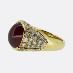 Vintage Cabochon Ruby and Diamond Ring