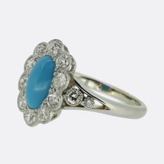 Art Deco Turquoise and Diamond Ring