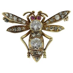 Victorian Ruby and Diamond Fly Brooch