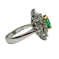 18K White Gold 1.03 Carat Emerald and Diamond Ring