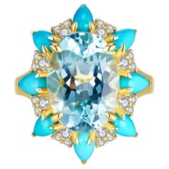 Kai Blue Topaz Turquoise Aquamarine Cocktail Ring