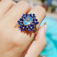Nina Zhou 5.06ctw Aquamarine Sapphire Diamond Blossom Cocktail Ring