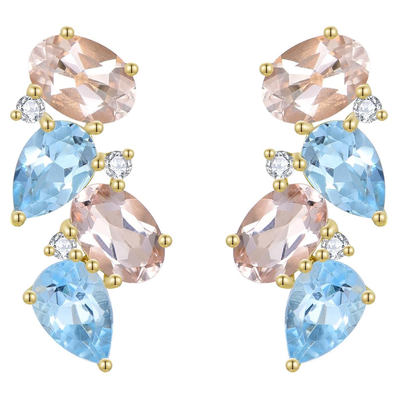 Orecchini a grappolo Nina Zhou Nosa con acquamarina, morganite e diamanti da 4,30 ct.