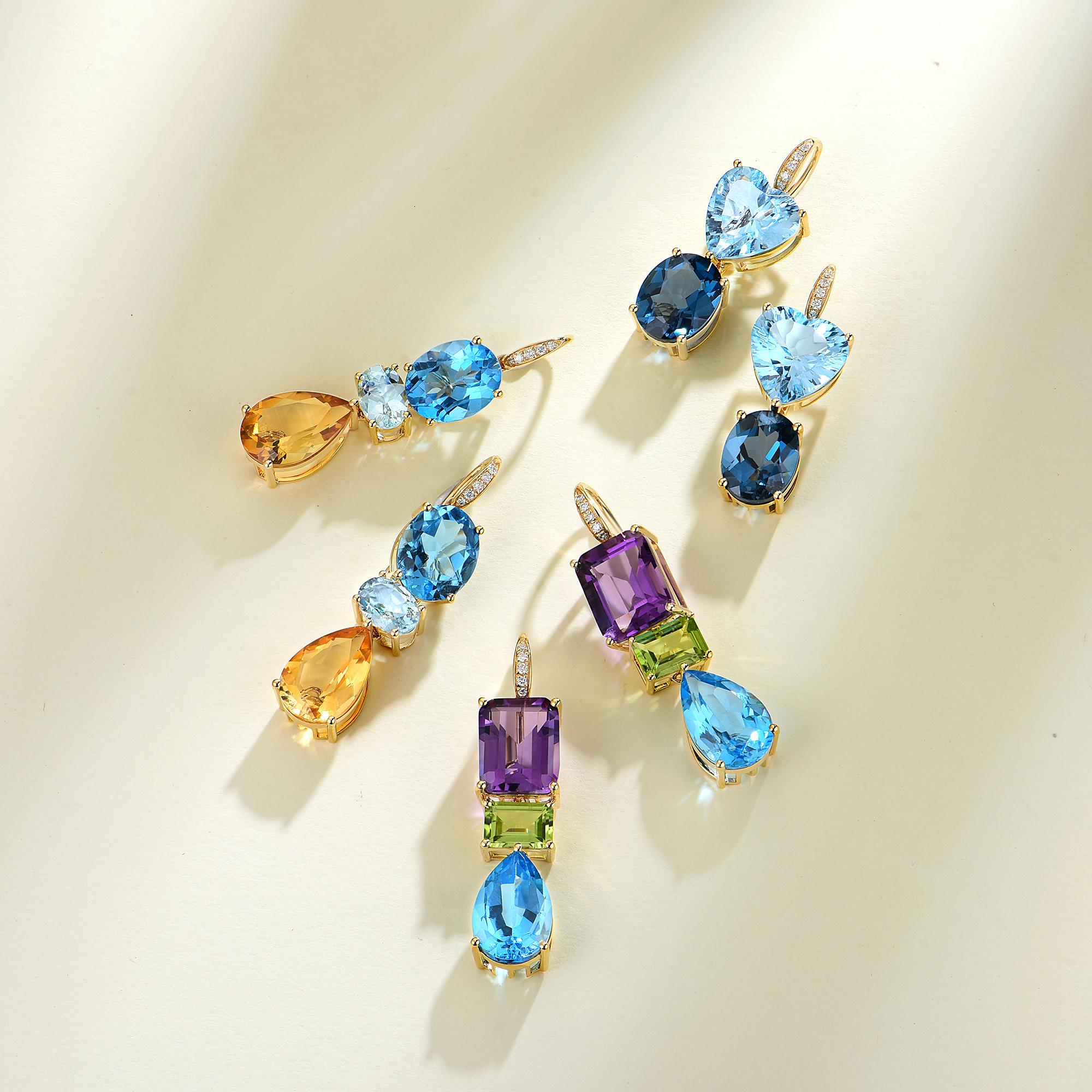 GemFusion 16,25ctw Topazio Diamante Perla Orecchini a goccia convertibili In condizioni Nuovo in vendita a Rowland Heights, CA